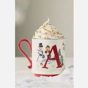 Last One New Anthropologie Nathalie Lete Stoneware Holiday Monogram Mug Letter A